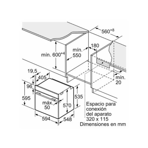 Kích thước lò nướng Bosch HBA512BR0