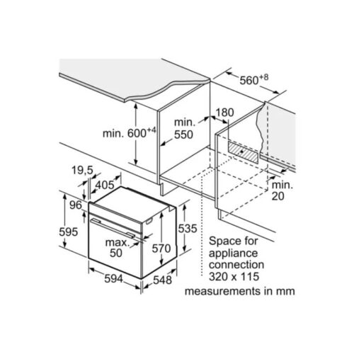 Kích thước lò nướng Bosch HBA534BS0A