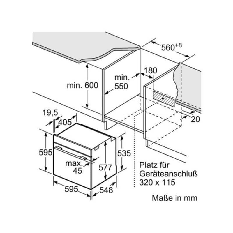 Kích thước lò nướng BOSCH HBG633BS1J Kích thước lò nướng BOSCH HBG633BS1J