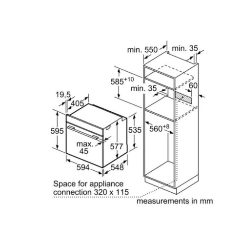 Kích thước lò nướng BOSCH HBG676ES1