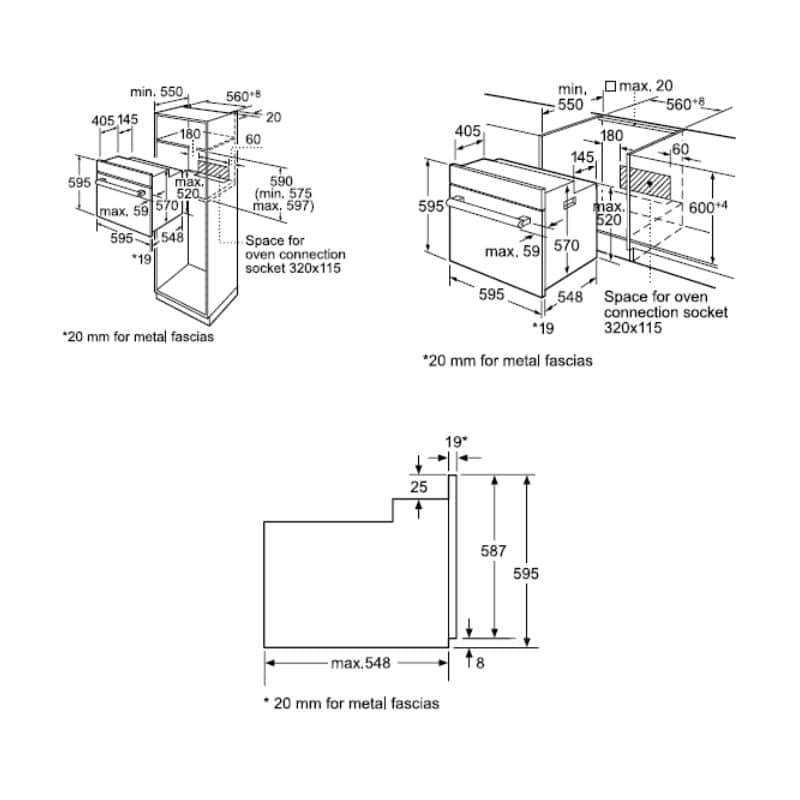 Kích thước lò nướng Bosch HBN211E2M Kích thước lò nướng Bosch HBN211E2M