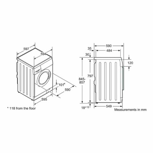 Kích thước máy giặt Bosch WAE18161SG