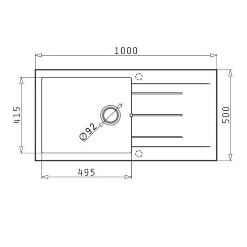 Kích thước chậu đá BOSCH PYRAGRANITE ALAZIA (100X50) 1B 1D Kích thước chậu đá BOSCH PYRAGRANITE ALAZIA (100X50) 1B 1D