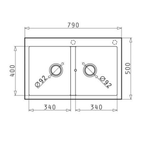 Kích thước chậu đá BOSCH PYRAGRANITE ALAZIA (79X50) 2B