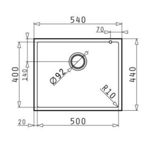 Kích thước chậu đá BOSCH PYRAGRANITE TETRAGON (50X40) 1B