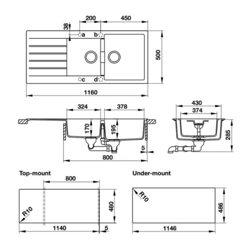 Chậu đá Hafele GALBA HS-GDD11650 570.35.470