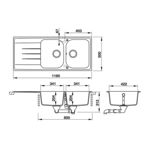 Chậu đá Hafele JULIUS HS-GDD11650 570.35.360