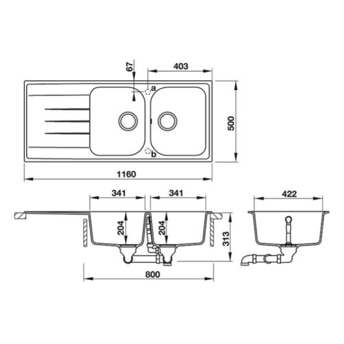 Chậu đá Hafele JULIUS HS-GDD11650 570.35.460