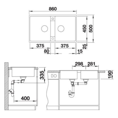 Chậu rửa chén bát Hafele 567.68.340 (không bao gồm siphon) 3 Kích thước chậu rửa chén bát Hafele 567.68.340 (không bao gồm siphon)