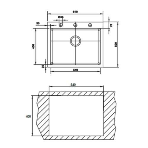 Kích thước chậu rửa chén bát Hafele HS G6150 565.84.371