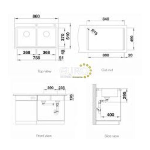 Kích thước chậu rửa chén Blanco DIVON II 8-lF