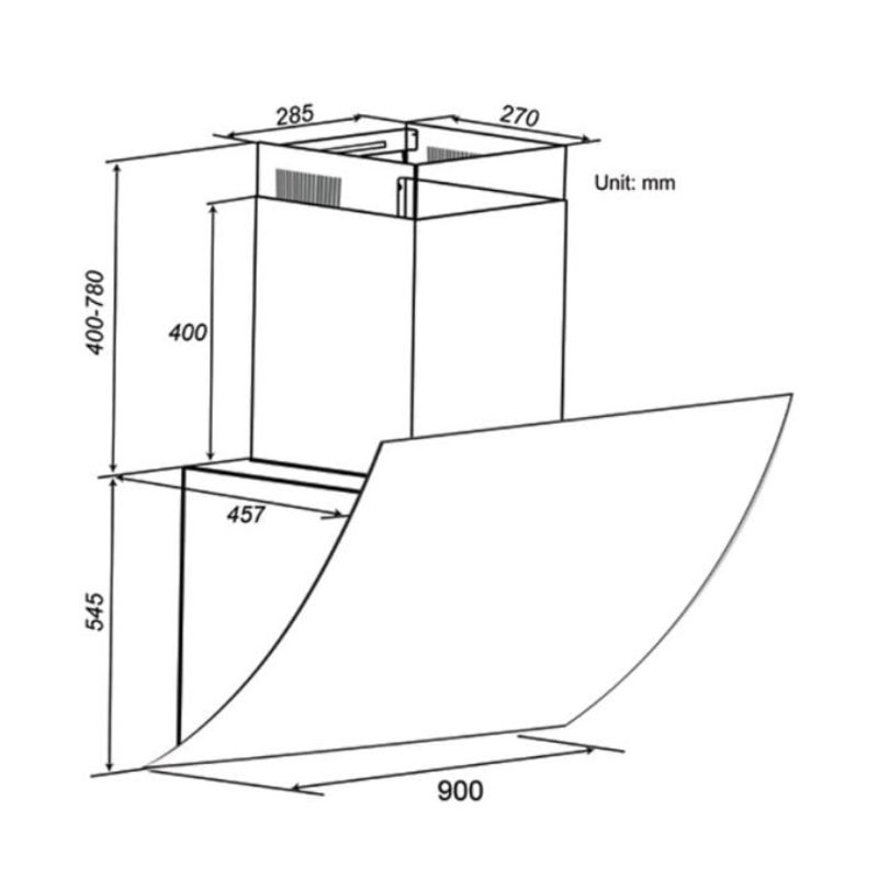 Kích thước hút mùi Spelier SP 708C Kích thước hút mùi Spelier SP 708C