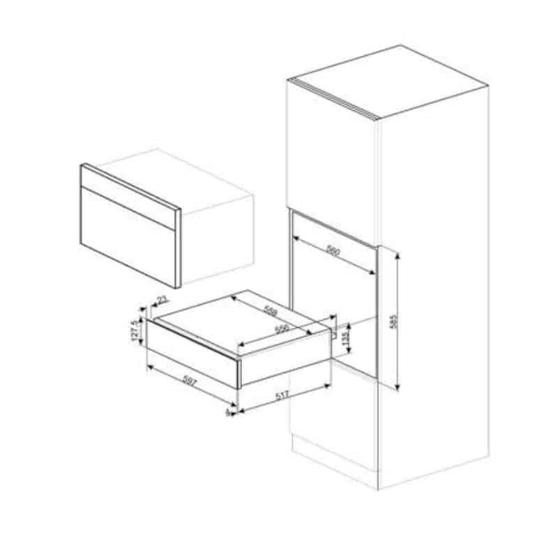 Kích thước khay giữ ấm, làm nóng thực phẩm Hafele LINEA 536.54.882 Kích thước khay giữ ấm, làm nóng thực phẩm Hafele LINEA 536.54.882