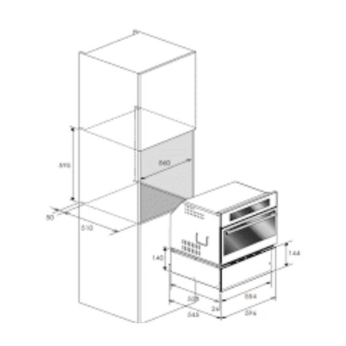 Kích thước lò hấp nướng combi Rosieres RFVS58OX