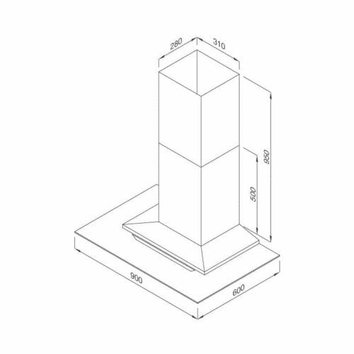 Kích thước máy hút khử mùi đảo MALLOCA MC 9066 ISLAND NEW