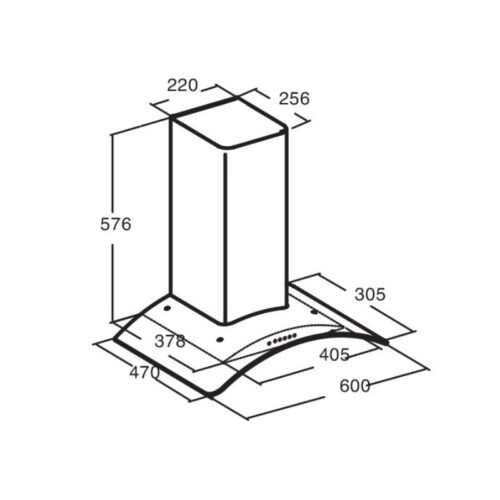 Kích thước máy hút mùi Cata CN-600 GLASS