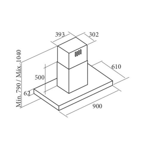Kích thước máy hút mùi Cata ISLA SELENE 900-C