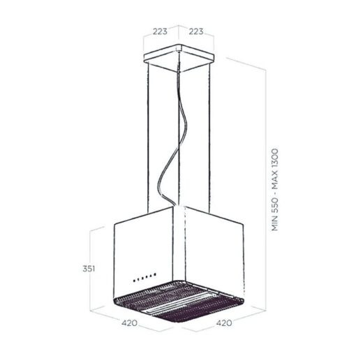 Kích thước máy hút mùi Elica PIX WH/F/42