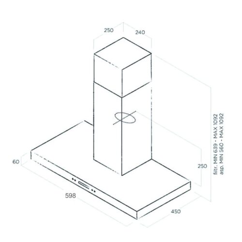 Kích thước máy hút mùi Elica SPOT PLUS IX/A/60