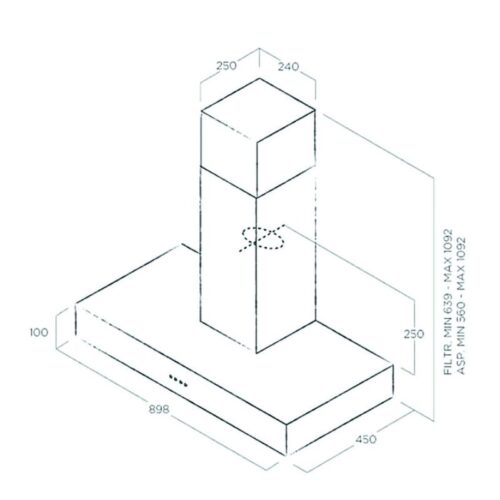 Máy hút mùi Elica SPOT URBAN CAST IRON/A/90 3 Kích thước máy hút mùi Elica SPOT URBAN CAST IRON/A/90
