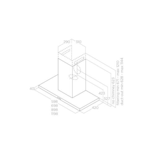 Kích thước máy hút mùi Elica THIN IX/A/120