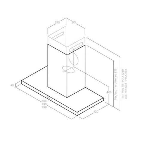 Kích thước máy hút mùi Elica THIN IX/A/90