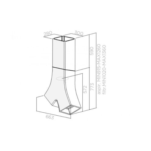 Kích thước máy hút mùi Elica YE WH / A / 66