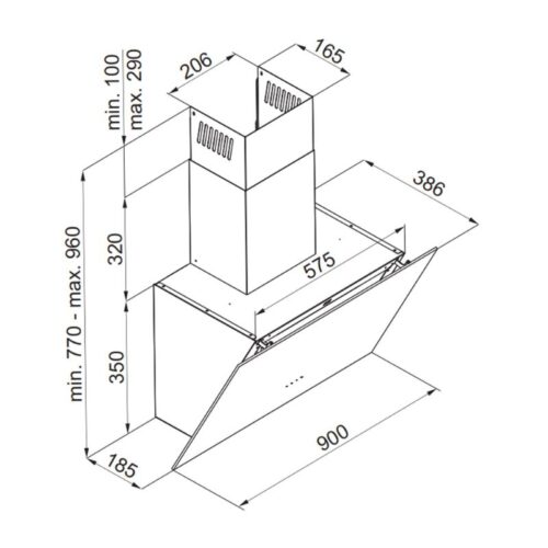 Máy hút mùi Fagor 3CFT-903N 2 Kích thước máy hút mùi Fagor 3CFT-903N