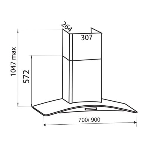 Kích thước máy hút mùi Faster FS3588CH-70