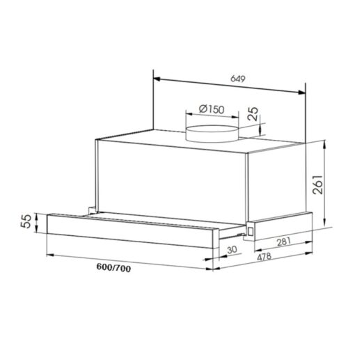 Máy hút mùi Faster FS SYP6222B 3 Kích thước máy hút mùi Faster FSSYP6222B