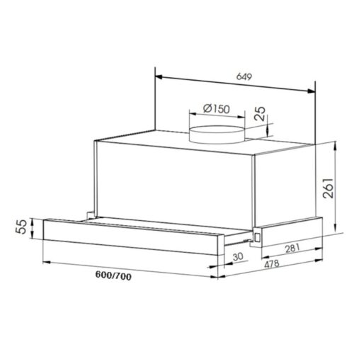 Máy hút mùi Faster FS SYP7222B 3 Kích thước máy hút mùi Faster FSSYP7222B