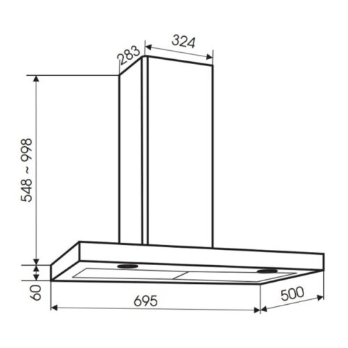 Kích thước máy hút mùi Faster QuatroluxSM70SL