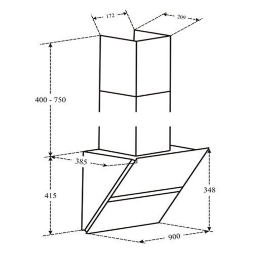 Kích thước máy hút mùi gắn tường Faster FS3688SS -70