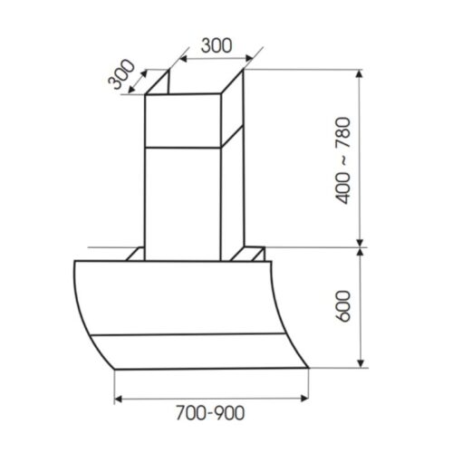 Kích thước máy hút mùi gắn tường Faster FS70CG (Trắng)