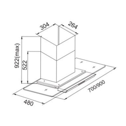 Kích thước máy hút mùi gắn tường Faster FS70EFN