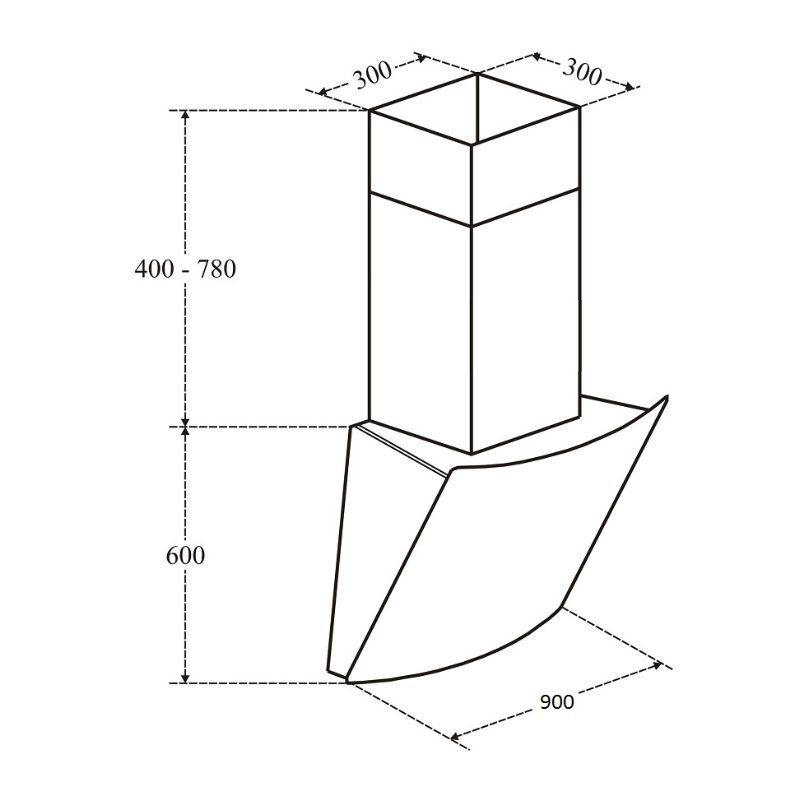 Kích thước máy hút mùi gắn tường Faster FS90CG (Đen) Kích thước máy hút mùi gắn tường Faster FS90CG (Đen)