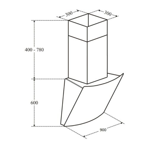 Kích thước máy hút mùi gắn tường Faster FS90CG(Trắng)