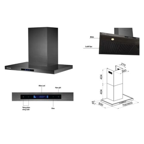 Máy hút mùi Kocher K-225MI (90cm) 3 Kích thước máy hút mùi Kocher K-225MI (90cm)
