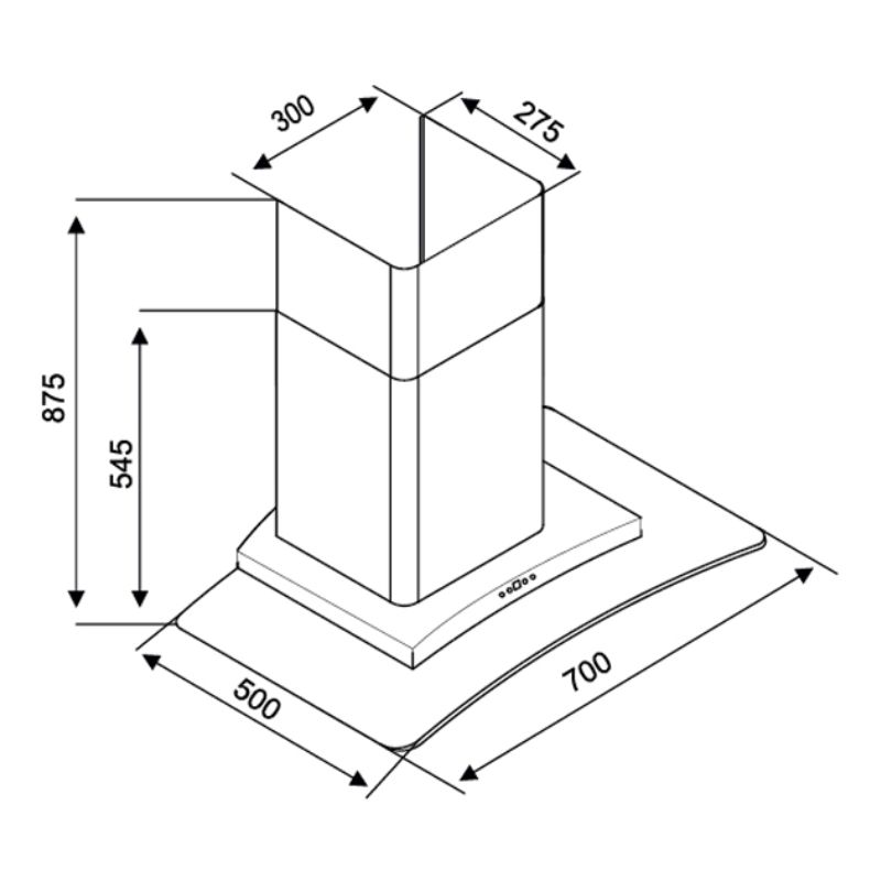 Kích thước máy hút mùi Kocher K-228T 70cm Kích thước máy hút mùi Kocher K-228T 70cm