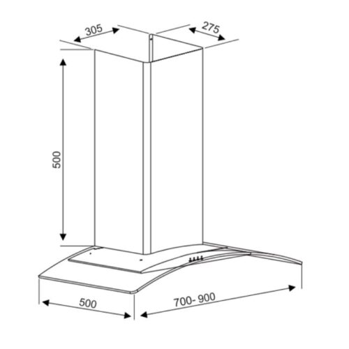 Kích thước máy hút mùi Kocher K-8370XS (70cm)