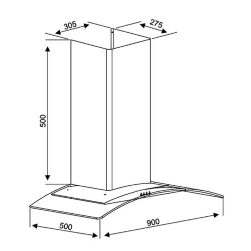 Máy hút mùi Kocher K-8390XS (90cm) 3 Kích thước máy hút mùi Kocher K-8390XS (90cm)