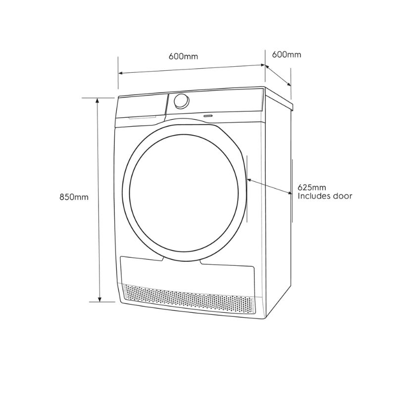 Kích thước máy sấy thông hơi Electrolux EDS854J3WB Kích thước máy sấy thông hơi Electrolux EDS854J3WB