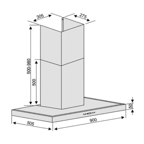 Kích thước máy hút khói khử mùi Lorca TA-6007E-90