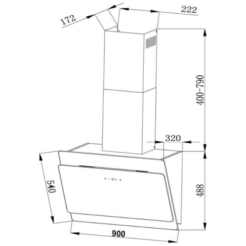 Kích thước máy hút mùi LORCA TA 6008C – 90