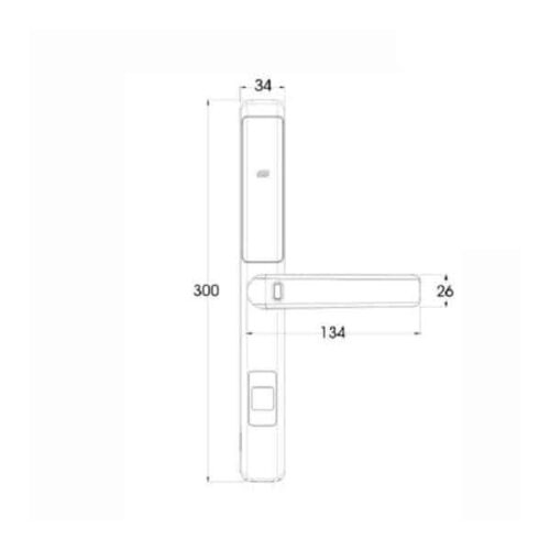 Kích thước của Khóa cửa điện tử Demax SL101 SV - APP WIFI