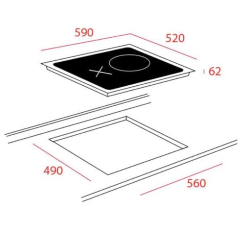 Kích thước của Bếp điện từ TEKA HIF6021S (+ Grill Pan rời)