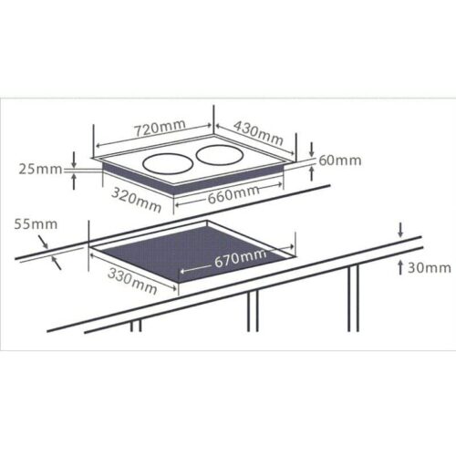 Bếp từ đôi Chefs EH-DIH-366P 4 Kích thước của Bếp từ đôi Chefs EH-DIH-366P