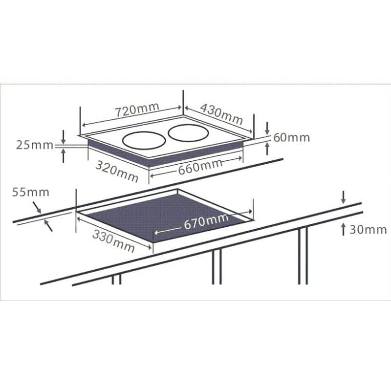 Kích thước của Bếp từ đôi Chefs EH-DIH-366P Kích thước của Bếp từ đôi Chefs EH-DIH-366P