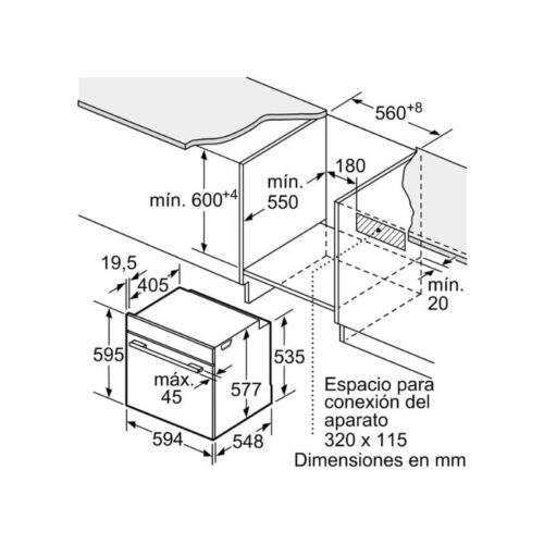 Kích thước lò nướng BOSCH HBG675BS1