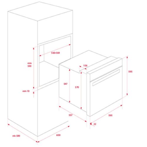 Kích thước lò nướng điện Teka HBB 610 BK